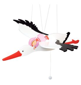 Zawieszka nad łóżeczko - bocian (różowy)