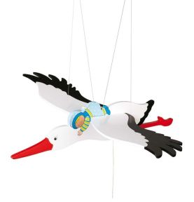 Zawieszka nad łóżeczko - Bocian (niebieski)