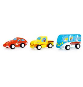 Scratch, 3 Drewniane Samochody Pull