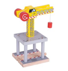 Żółty drewniany żuraw do kolejki BigJigs