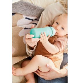 Szklana butelka ze smoczkiem M, 240 ml, miętowa, Everyday Baby