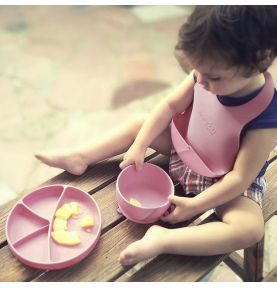 Śliniak silikonowy z kieszonką, różowy, Everyday Baby