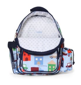 Plecak z kieszeniami, Autka, niebieski, Penny Scallan