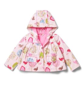 Płaszczyk przeciwdeszczowy rozm. 6, Ptaszki, różowy, Penny Scallan