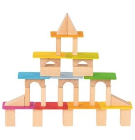 Klocki drewniane z drewnianymi kartami