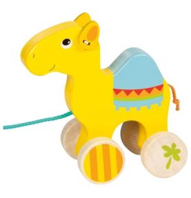 Drewniany wielbłąd na sznurku