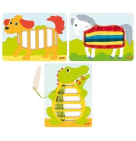 Sznurowanka dla dzieci - piesek, konik, krokodyl