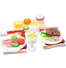 Drewniany zestaw obiadowy - kompletne drewniane jedzenie