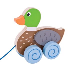 Drewniana kaczka do ciągnięcia