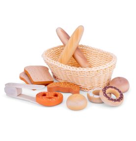 Drewniane pieczywo w koszyczku - 12 elementów