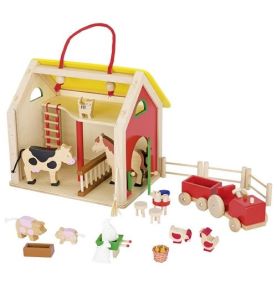 Drewniana stajnia z wyposażeniem